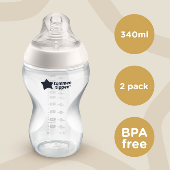 Tommee Tippee Closer To Nature Feeding Bottles 2X 340ml, White, 2342262071, 340 ml