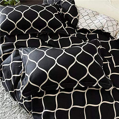 Miscellaneous Vizier Bedding Duvet Cover Set, King size (220X240CM) 6 Pieces, Geometric Black