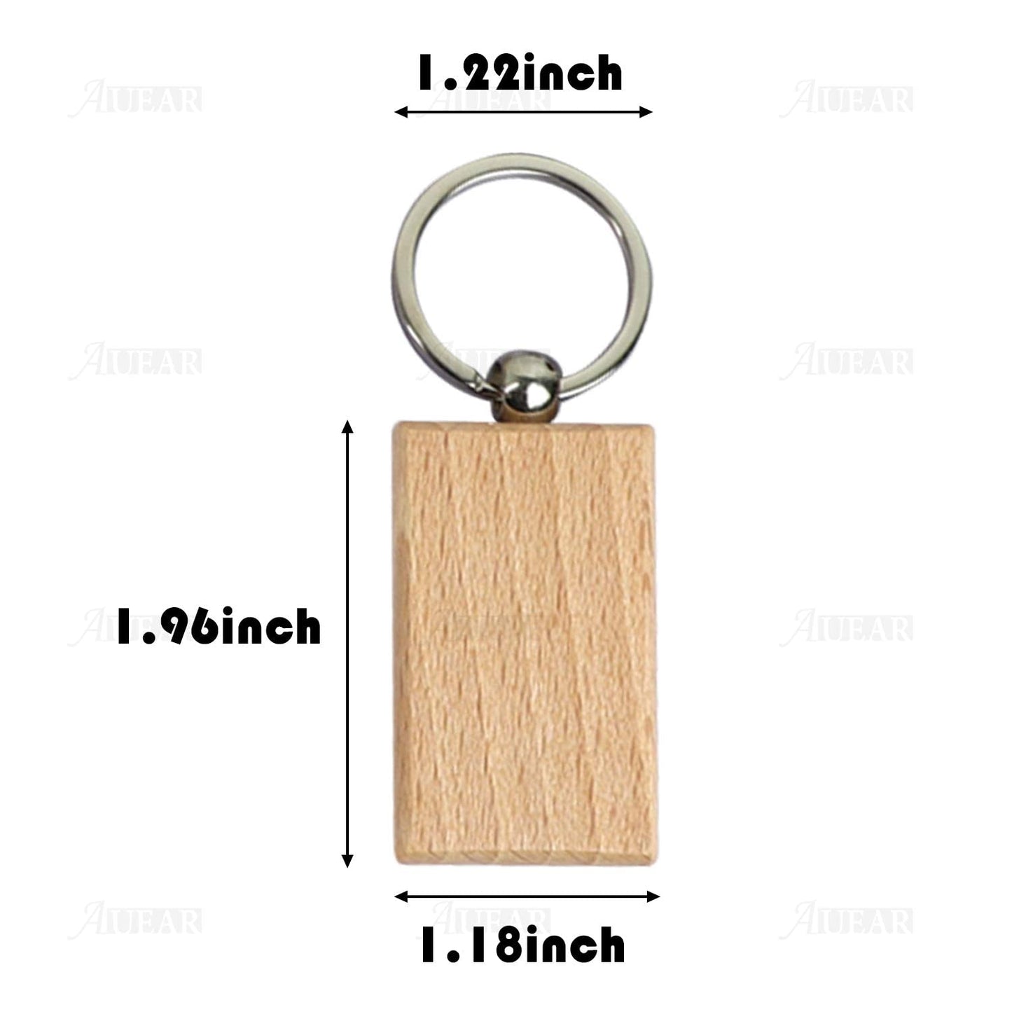 Key Chain, Blank Wood Keychain Key Ring Key Tags Personalized EDC or Best Wooden Gift Craft (Rectangle, 10 Pack)