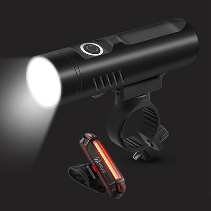 USB Rechargeable Bike Light Front, Super Bright T6 Flashlight Waterproof Bicycle Headlight and Taillight, Cycling Safety Bicycle Light