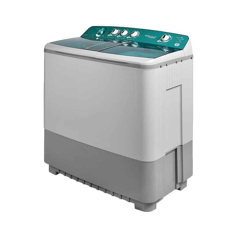 Super General 18 kg Twin-tub Semi-Automatic Washing Machine, Light Grey/Green, efficient Top-Load Washer with Lint Filter, Spin-Dry, SGW-1800, 105.6 x 63.9 x 121.5 cm, 1 Year Warranty