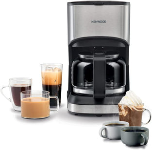Kenwood Coffee Machine 6 Cup Coffee Maker for Drip Coffee and Americano 900W 40 Min Auto Shut Off, Reusable Filter, Anti Drip Feature, Warming Plate and Easy to Clean CMM05.000BM Black/Silver