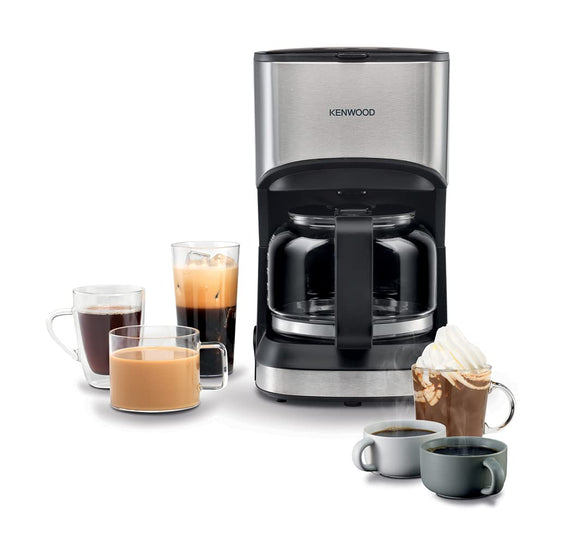 Kenwood Coffee Machine 6 Cup Coffee Maker for Drip Coffee and Americano 900W 40 Min Auto Shut Off, Reusable Filter, Anti Drip Feature, Warming Plate and Easy to Clean CMM05.000BM Black/Silver