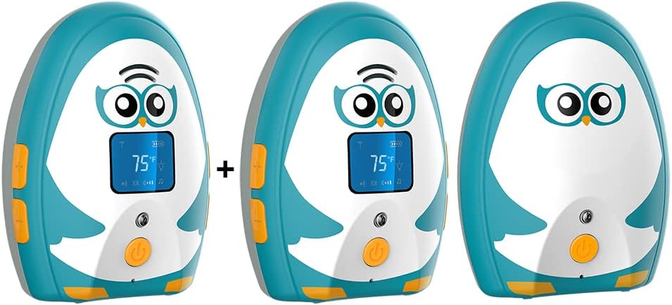 TimeFlys Audio Baby Monitor Twin Mustang OL, Two-Way Talk, Long Range up to 1000 ft, Rechargeable Battery, Temperature Monitoring and Warning, Lullabies, Vibration, LCD Display, Night Light