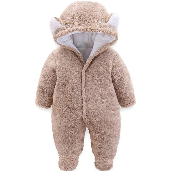 Vicycmc Newborn Baby Bear Snowsuit Onesie Baby Fleece Snowsuit Infant Jumpsuit Hooded Footie Winter Coat Romper (0-3 Months)