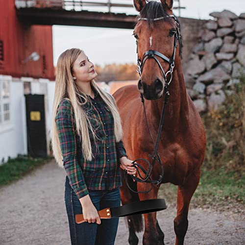 Catcan Riding Crop for Horses, Leather Paddle with Anti-Slip Wooden Handle, 19'' Equestrianism Crops