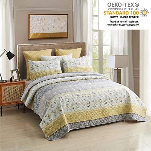 MERRY HOME Queen Quilt Set, 3-Piece Queen Size Quilt Sets with 2 Pillow Shams- Boho Reversible Soft and Lightweight Queen Quilt Bedding Bedspread Coverlet Set