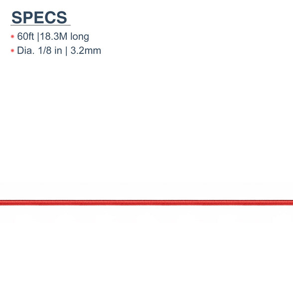 BRILLIANCE4U Tent Pole Shock Cord 1/8 inch 60ft, Elastic Bungee Cord, Replacement Shock Cord for Tent Poles, Tent Pole Repair Kit, Durable Elastic Cord with Lead Wire and Washers