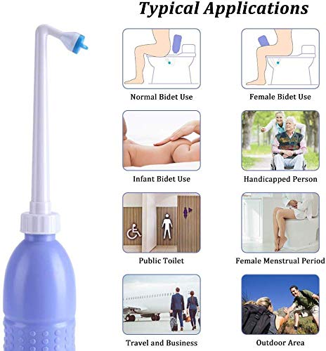 e world unbox happiness 650 ml Large Portable shattaf Bidet Bottle Handheld Travel Toilet shataf Hand Spray Seat WaterBlue, Type : BidetMaterial : Plastic