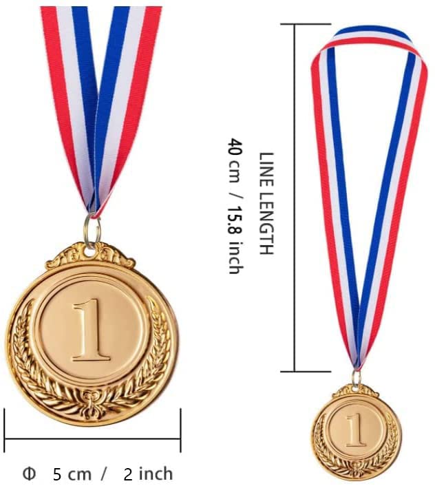 18 Pack Gold Silver Bronze Award Medals - 2 Inch Award Medals with Neck Ribbon Olympic Style Winner Medals for Sports, Competitions, Party
