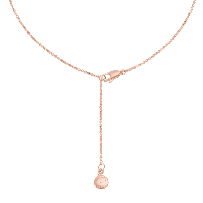 Michael Kors Women's Rose Gold Tone Pendant Necklace With Crystal Accents