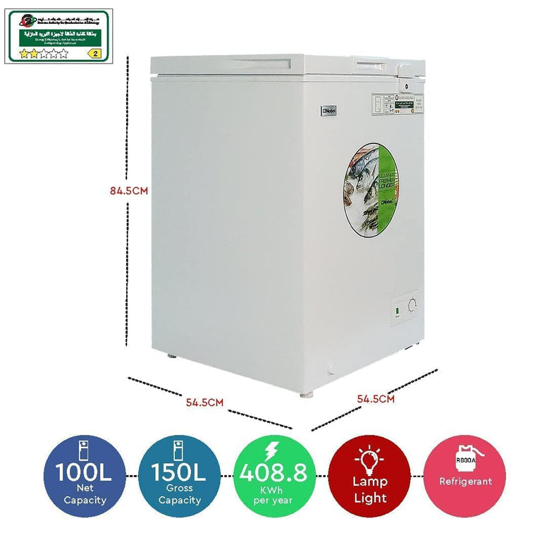 NOBEL Single Door Freezer White 100 Litres Plastic Coated Aluminum Inside Tropical Inside Condenser NCF150