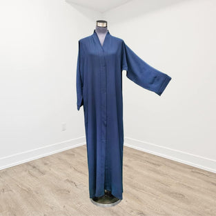 Elysian Abaya Made With Fine Fabric, Comes Matching Hijab and Waist Tie Blue Black and Brown