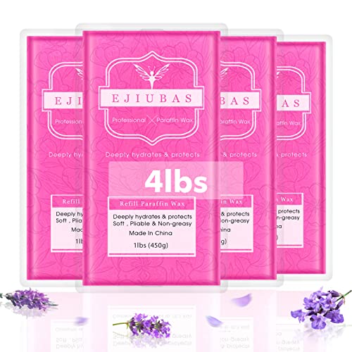 Paraffin Wax Refills 4 lbs - Ejiubas Lavender Paraffin Wax Blocks for Paraffin Bath Machine,Paraffin Wax for Hand and Feet, Relieve Arthitis Pain and Stiff Muscles Deep Hydration Family Christmas Gift