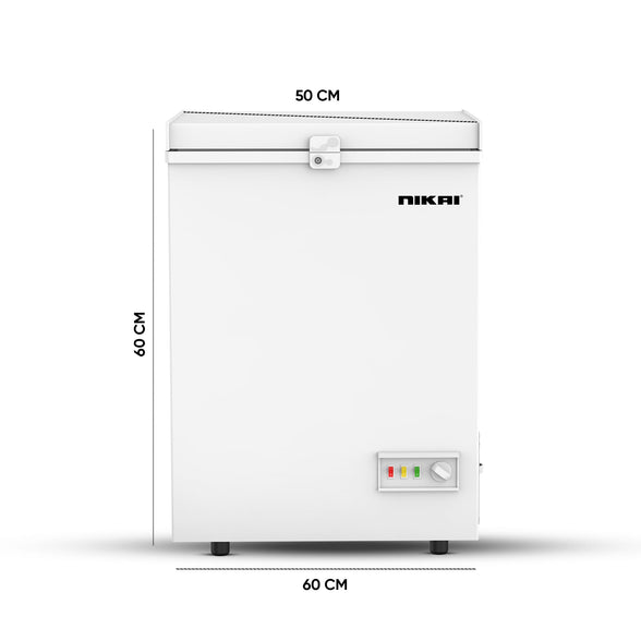 Nikai 150L Single Door Chest Freezer with Storage Basket, High Energy Efficiency Cooling System, Adjustable Temperature, Child Lock, Silent Operation, Ideal for Home & Restaurants - NCF150N7 (White)