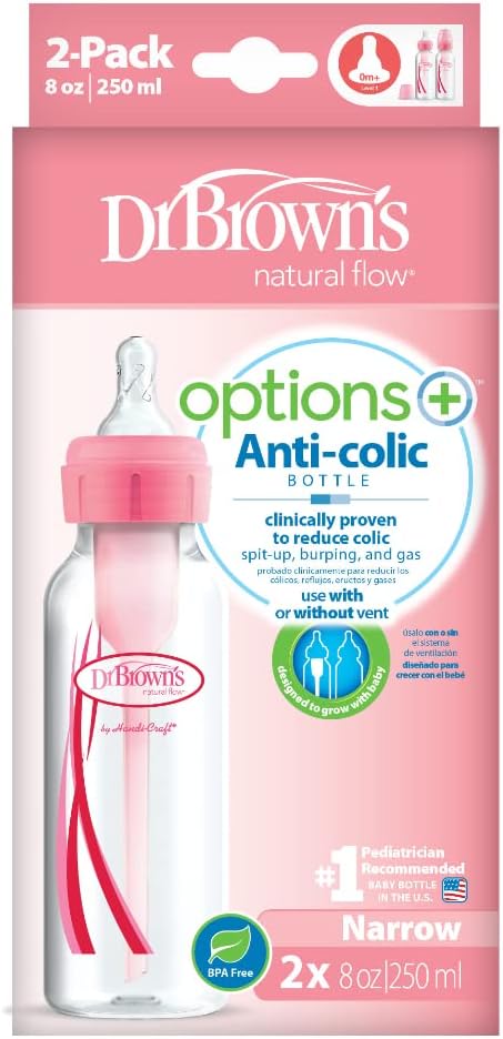 Dr.Brown'S Baby Bottle Pack Of 2 - Pink, 8 Oz