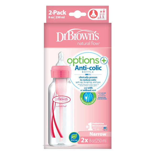 Dr.Brown'S Baby Bottle Pack Of 2 - Pink, 8 Oz