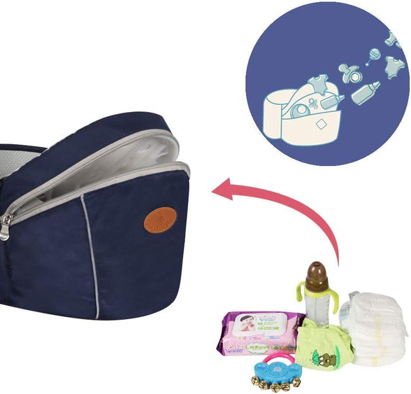 Baby Hip Seat Carrier Baby Waist Stool for Child Infant Toddler with Adjustable Strap Buckle Pocket Soft Inner Huge Storage (Dark Blue)