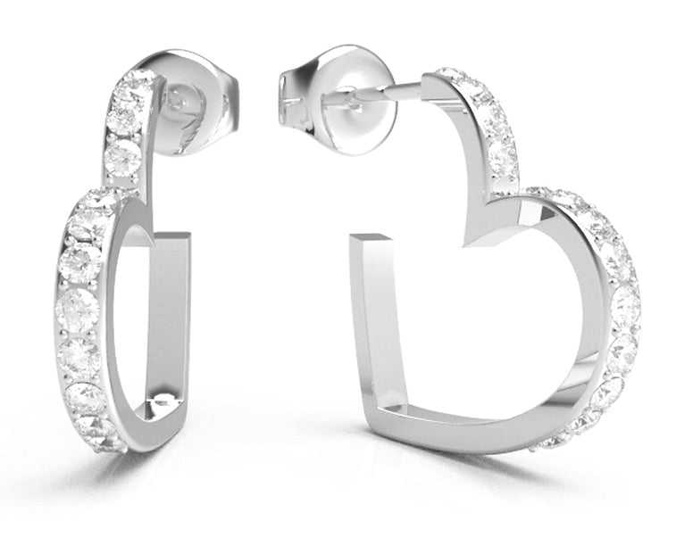 Guess Women's 17 mm Heart Frame Earrings, Earrings, Rhodiumodium
