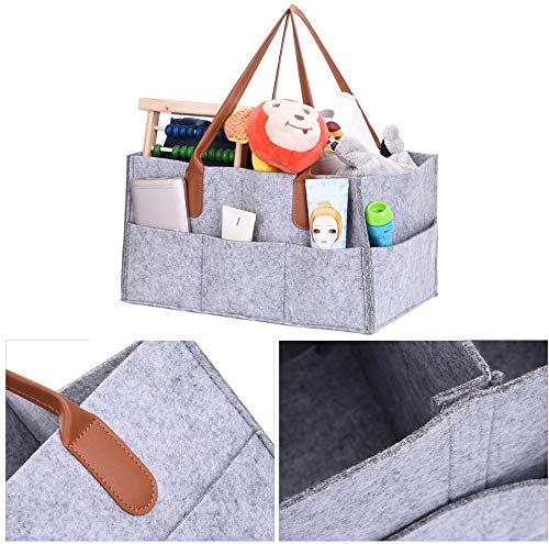 Mumoobear Felt Storage Caddy Baby Diaper Organizer Basket Portable Bin Large Nursery Bag