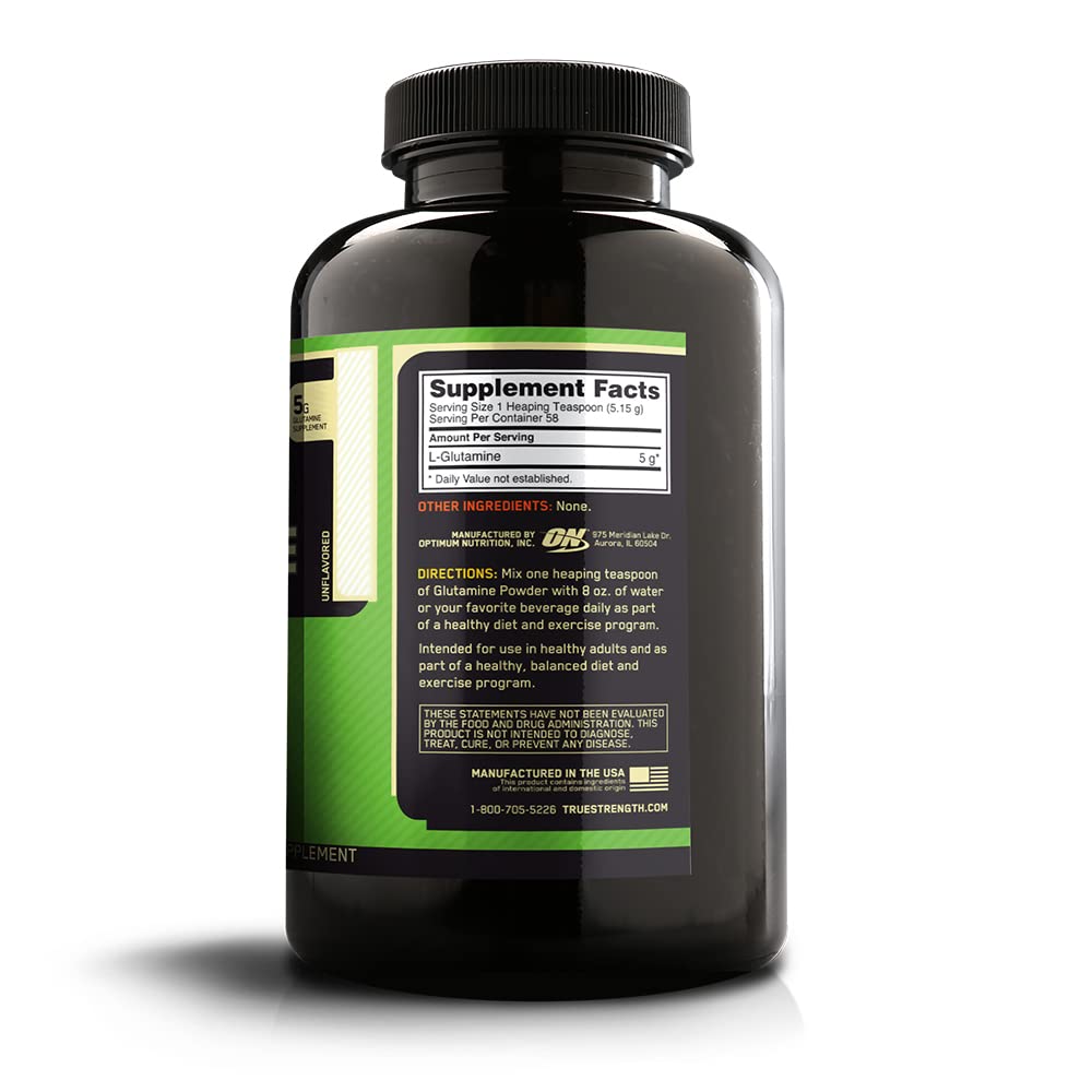 Optimum Nutrition (ON) L-Glutamine Muscle Recovery Powder - Unflavoured, 300 Grams, 58 Servings