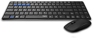 RAPOO Wireless Keyboard and Mouse Combo 9300M Multimode Connection 3.0/4.0/2.4 GHz World's Ultra Slim English Arabic Keyboard and Mouse Black