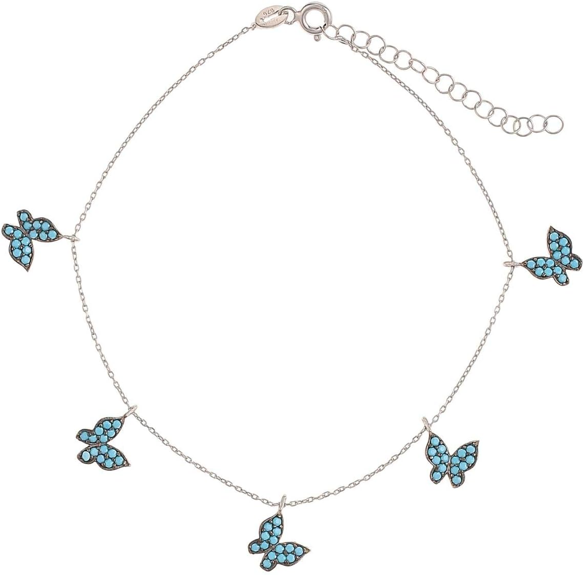 Alwan Silver Short Size Anklet with Butterflies for Women - EE5249BUTTSS