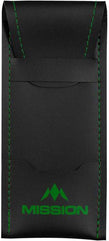 Designa Mission Sport 8 Darts Case, Slim Compact, Black Bar Wallet with Color Trim, Green