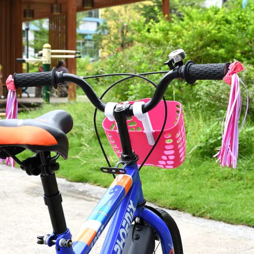 Little World Kids Bike Basket, Bike Basket Front with 1 Pair Bike Streamers, Kids Bike Basket Bike Accessories for Girls and Boys