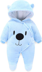 Voopptaw Warm Baby Winter Jumpsuit Fleece Romper Suits Cute Thick Bear Snowsuit for (0-3months)