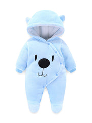 Voopptaw Warm Baby Winter Jumpsuit Fleece Romper Suits Cute Thick Bear Snowsuit for (0-3months)