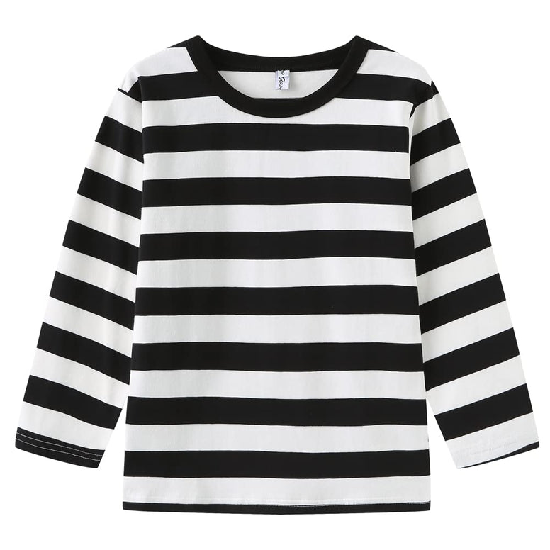 GRANDWISH Boys Black and White Striped Long Sleeve Shirt, Pugsley Addams Halloween Costume Burglar Top Shirts Size 3T-10