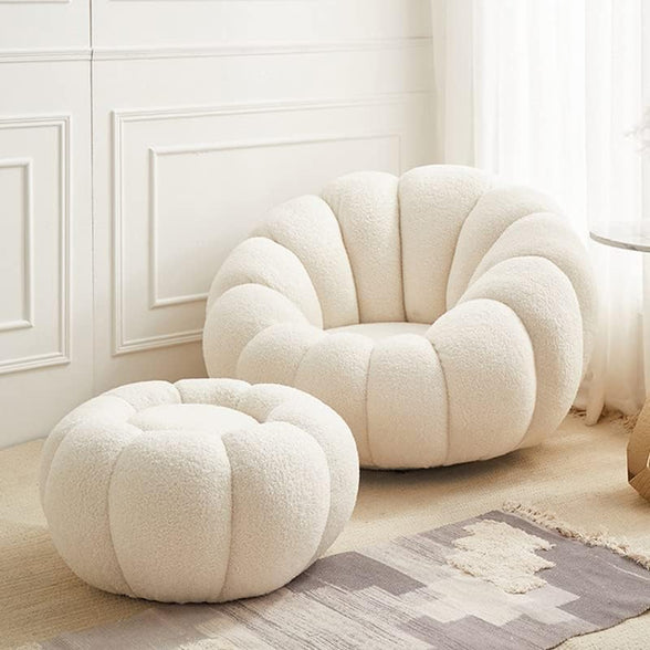 Maple Home Decoration Lamb Fleece Sofa Set Modern Nordic Flower Minimalist Style Sofa For Living Room Cafe Hotel Shop Home Furniture (White Three Seater 180cm)