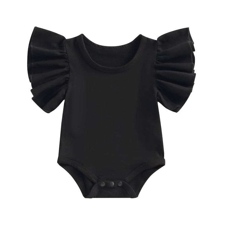 iddolaka Newborn Infant Baby Girl Solid Ruffle Romper Bodysuit Jumpsuit Casual Clothes One Piece Outfit 3-6 Months