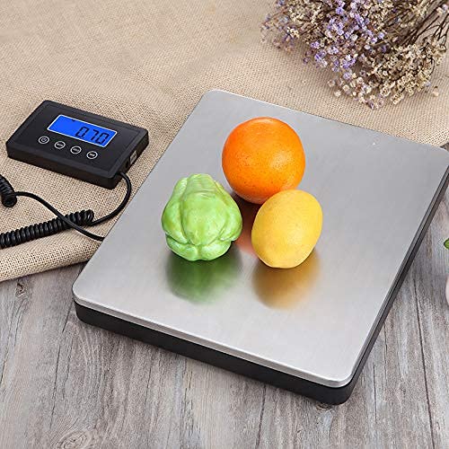 Vinsoc Stainless Steel Digital Heavy Duty Postal Scale with Separate LCD Display Powered by Batteries or AC Adapter (180kg)