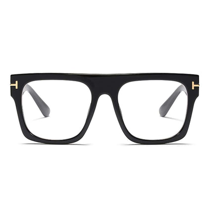 Unisex Stylish Square Non-prescription Eyeglasses Glasses Flat Top Big Eyeglass Frames Large lens Clear Lens Eyewear