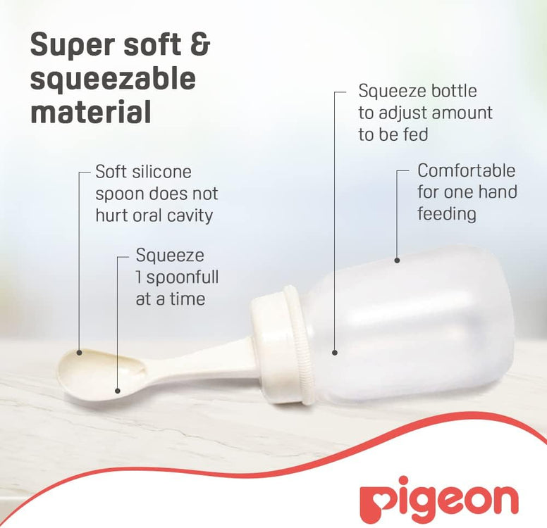 Pigeon Weaning Bottle With Spoon, Plastic, Heat Resistant, Bpa Free, 120Ml, White