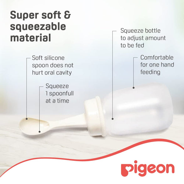 Pigeon Weaning Bottle With Spoon, Plastic, Heat Resistant, Bpa Free, 120Ml, White