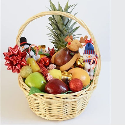 Hada World Wicker Hamper Fruits or Gift Basket with Long Carry Handles, Natural - Small