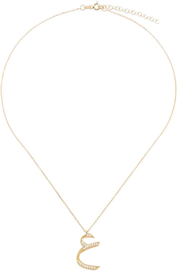 Alwan-Accessories Silver (Gold Plated) Valentine's Necklace with Arabic Initials for Women - EE7495GAI