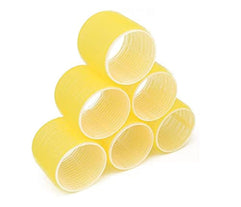 Velcro Grip Hair Roller Curler Soft Hairdressing Tool, 63mm - Pack of 6 (Yellow)