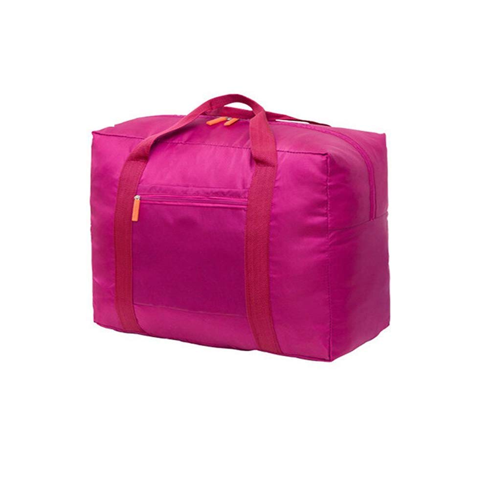 Waterproof Nylon Foldable Travel Bag Storage Duffel Bag Packable Lightweight Luggage Bag for Men and Women (Dark Pink)