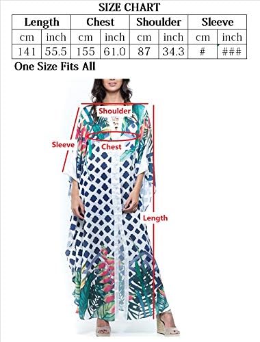 YouKD Summer Floral Loose Caftan Boho Beach Bikini Cover Up Dress Plus Size Robe for Women