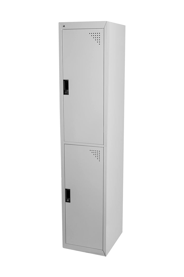 RIGID Double doors locker, Steel Metal Storage Locker- with 1 shelve - for Home & School & Office - Lock With plastic handle (Grey)