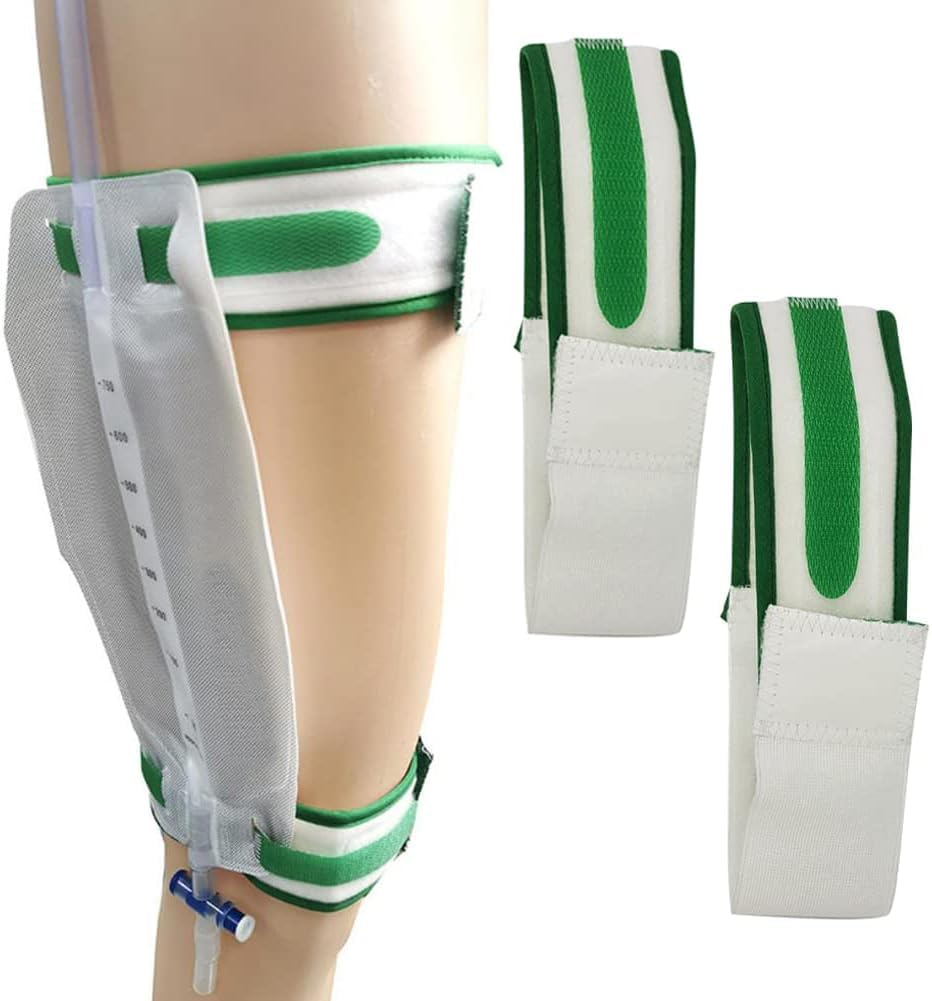 2PCS Catheter Leg Strap Catheter Holder Urine Drainage Bag Leg Band Urinary Legband Holder Catheter Tube Holder (Green)