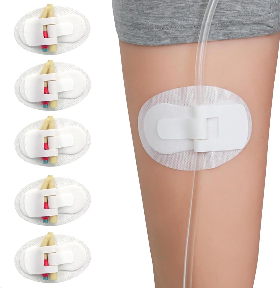 Catheter stabilization Device Catheter Urinary Leg Bag Legband Holder,Adhesive Catheter Hook and Loop Fixing Device Catheter Sleeves Urine Leg Bag Holder Individually Packaged (5PCS)