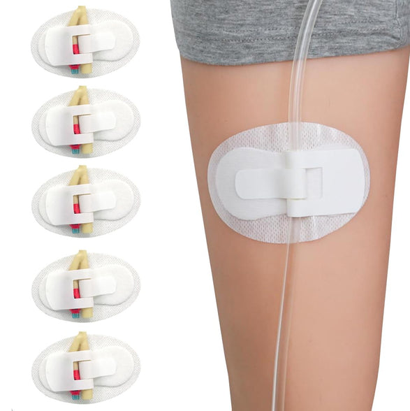 Catheter stabilization Device Catheter Urinary Leg Bag Legband Holder,Adhesive Catheter Hook and Loop Fixing Device Catheter Sleeves Urine Leg Bag Holder Individually Packaged (5PCS)
