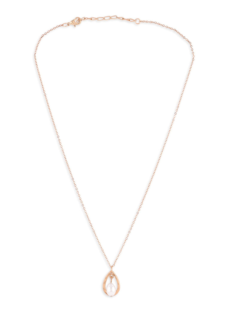 ZAVERI PEARLS Gold Tone Contemporary Minimal Pearl Drop Pendant Chain For Women-ZPFK14552