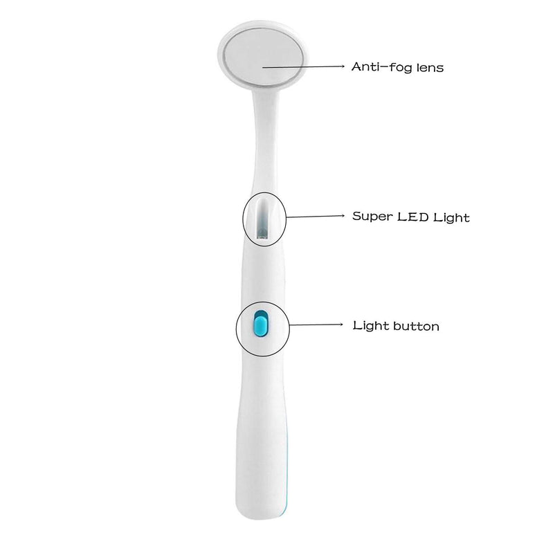 2 Pcs Dental Mirror with Light Tool LED Lighted Teeth Inspection Mirror Anti Fog Curve Angle Dentist Oral Care Tool