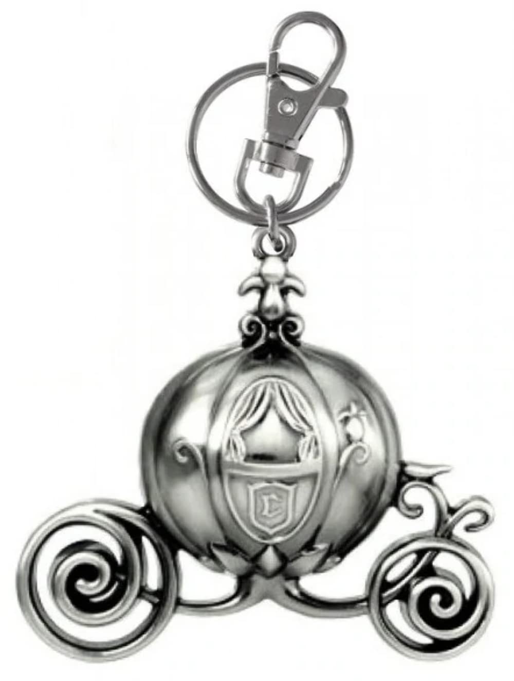 Disney Cinderella Carriage Pewter Key Ring Collectible Multi-colored, 3"